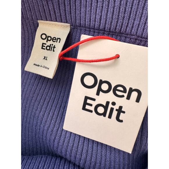 NEW OPEN EDIT NORDSTROM Rib Zip Front Sweater Knit Midi Skirt Size XL - Picture 7 of 8